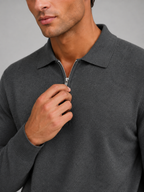 Men's fine-knit quarter-zip polo jumper