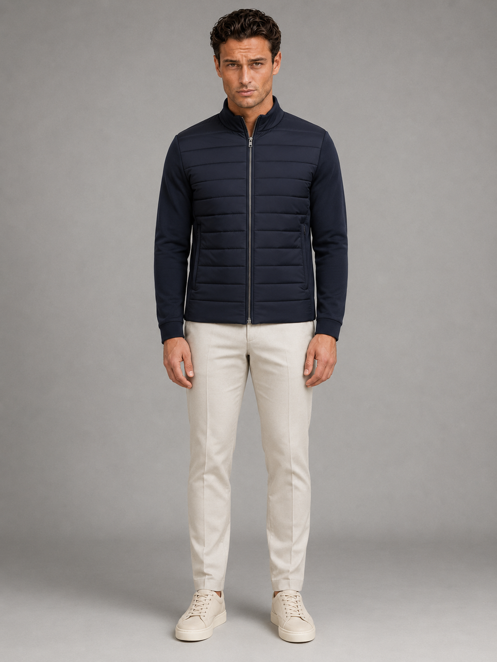 Men's quilted hybrid full-zip jacket
