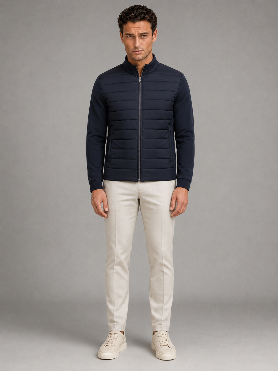 Men's quilted hybrid full-zip jacket