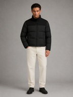 Men's colour-block quilted puffer jacket
