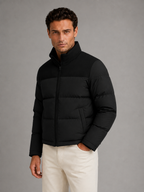 Men's colour-block quilted puffer jacket