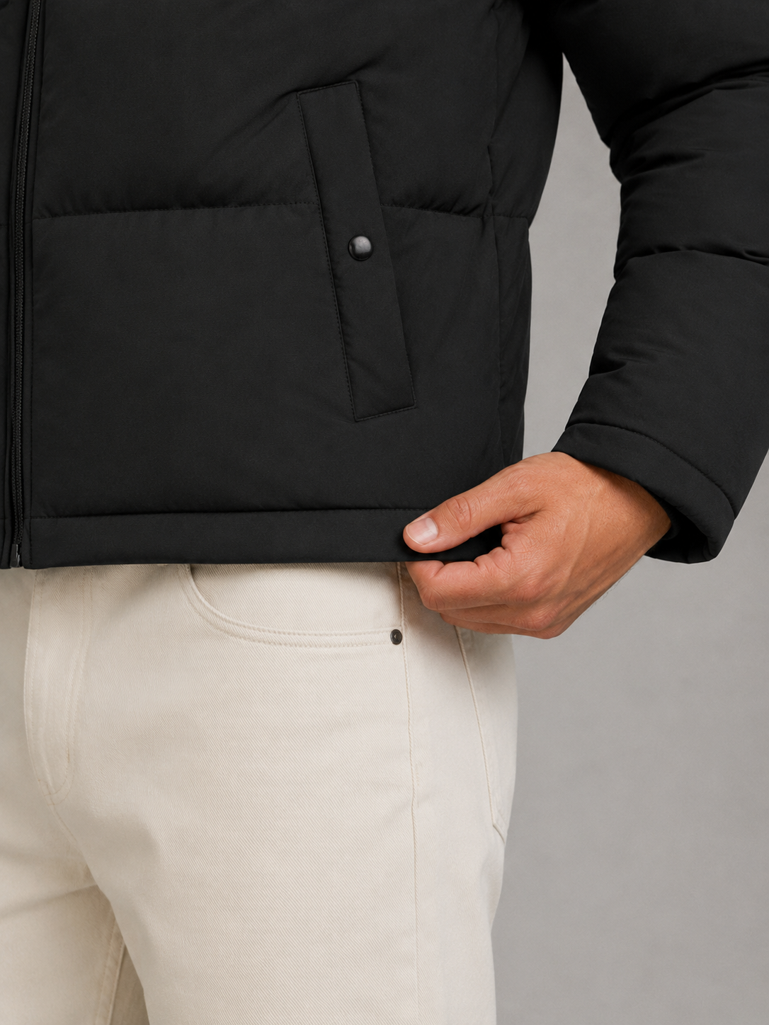 Men's colour-block quilted puffer jacket