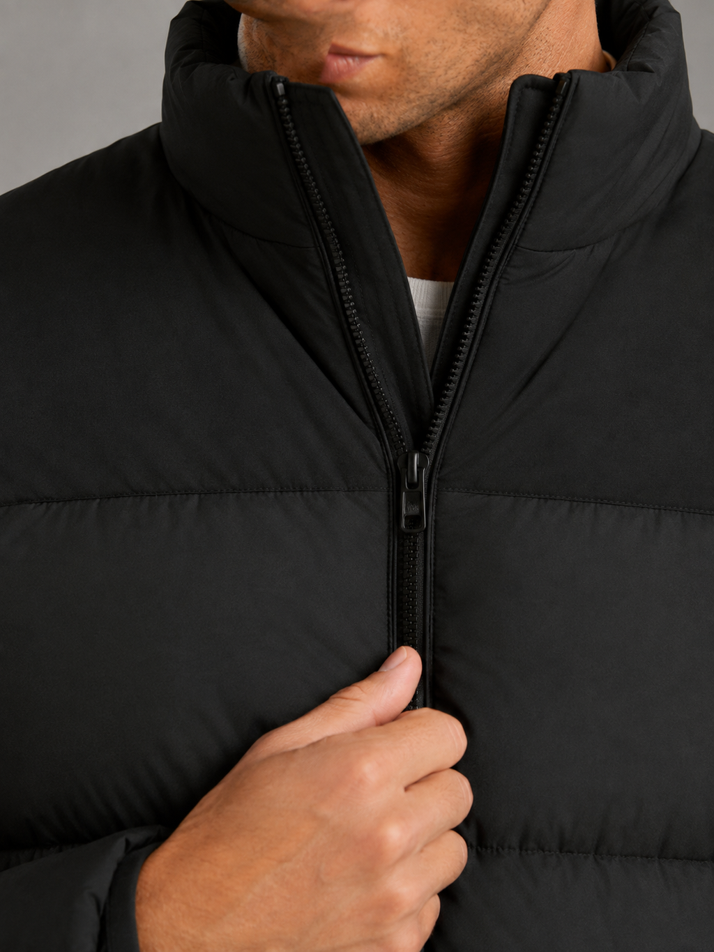 Men's colour-block quilted puffer jacket