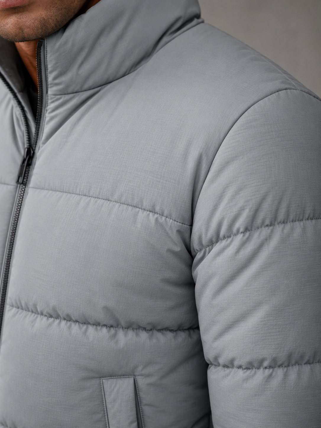 Men's colour-block quilted puffer jacket