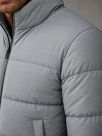 Men's colour-block quilted puffer jacket