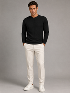 Men's waffle-textured crew neck sweatshirt