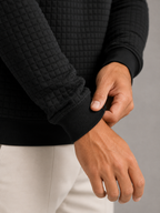 Men's waffle-textured crew neck sweatshirt