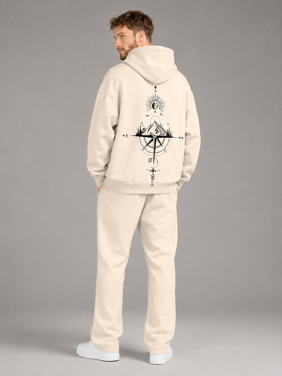 Men's oversized hoodie with compass back print