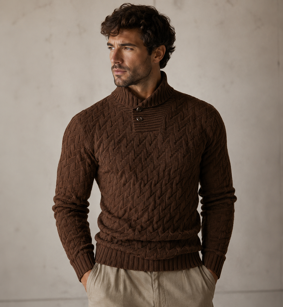 Men's Basketweave Knit Shawl Collar Jumper | Holden
