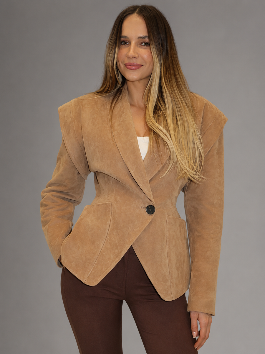 Women's structured suede-look blazer