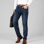 Men's slim fit straight-leg stretch denim jeans