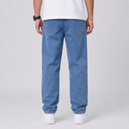 Men's loose fit wide-leg stretch denim jeans