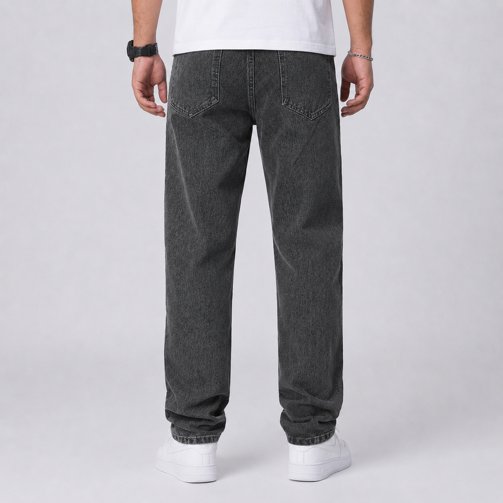 Men's loose fit wide-leg stretch denim jeans