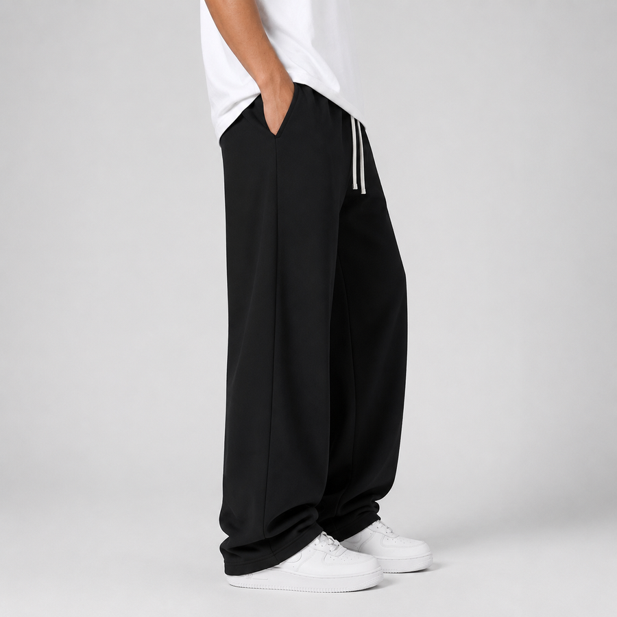 Men's thick knit jogger trousers with drawstring waist