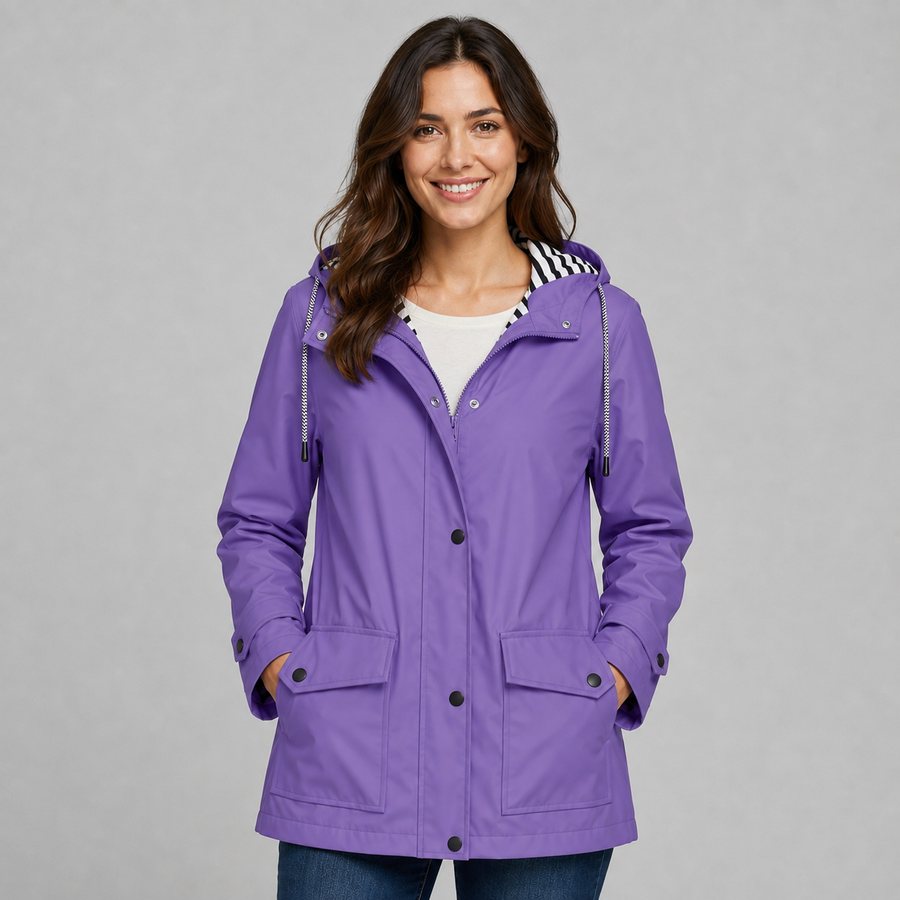 Women's hooded longline button-front trench coat