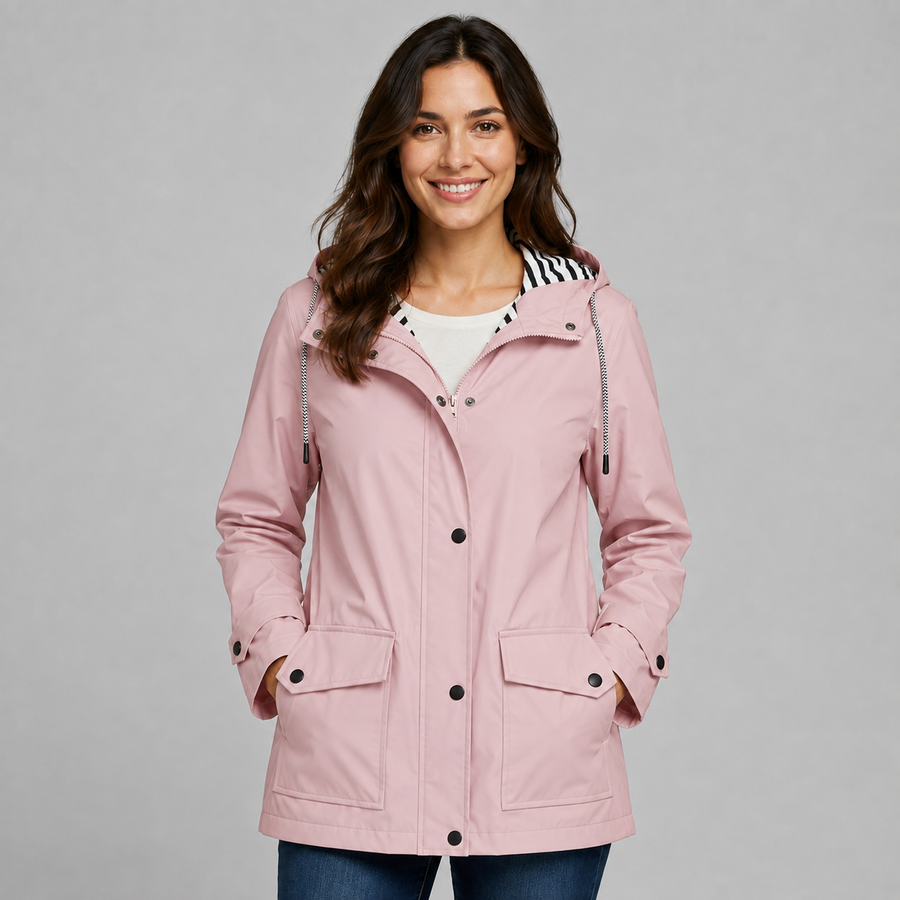 Women's hooded longline button-front trench coat