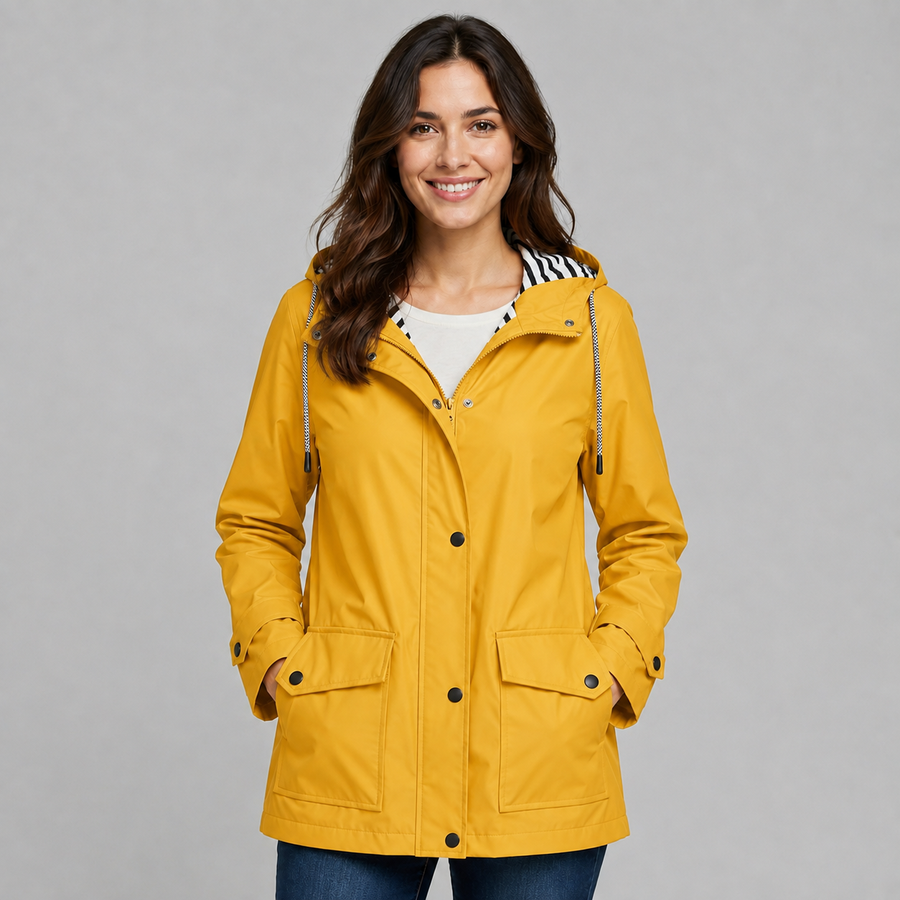 Women's hooded longline button-front trench coat