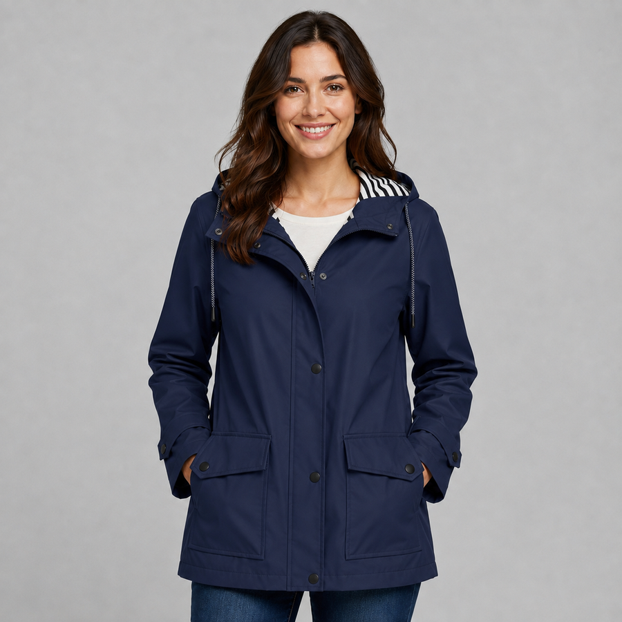 Women's hooded longline button-front trench coat