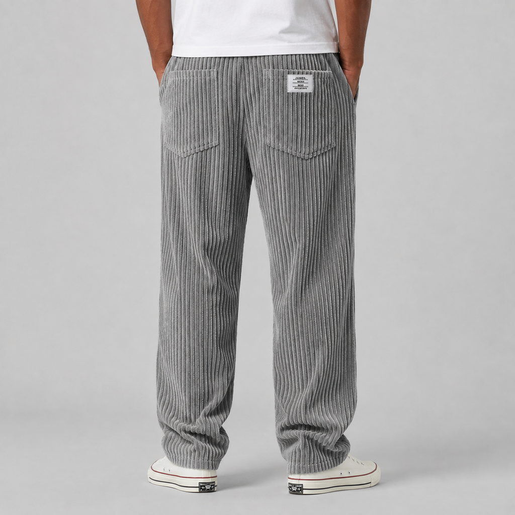 Men's relaxed fit corduroy drawstring trousers