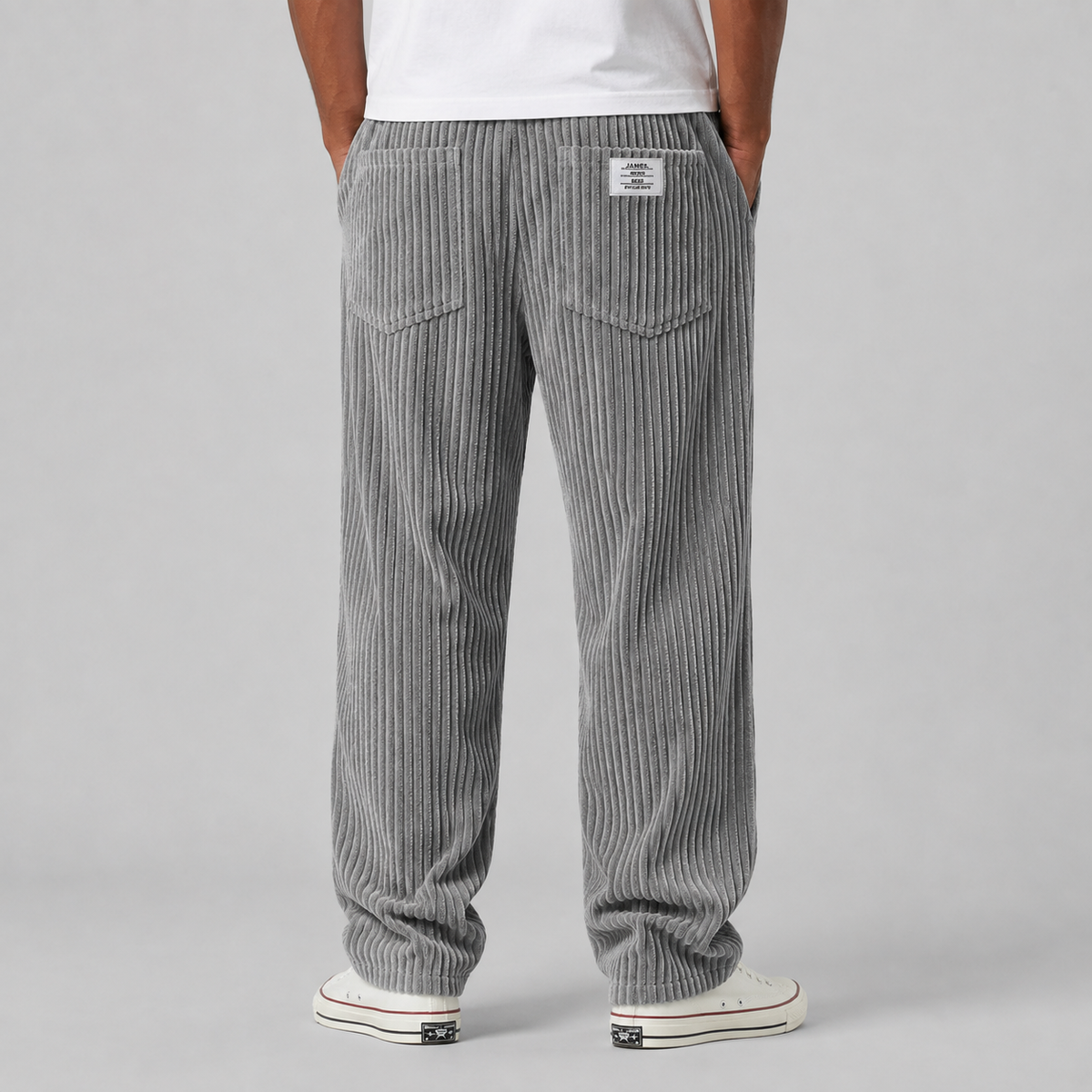 Men's relaxed fit corduroy drawstring trousers
