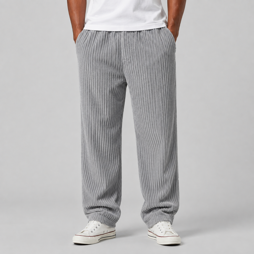 Men's relaxed fit corduroy drawstring trousers