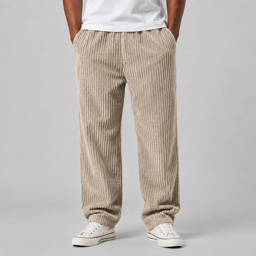 Men's relaxed fit corduroy drawstring trousers