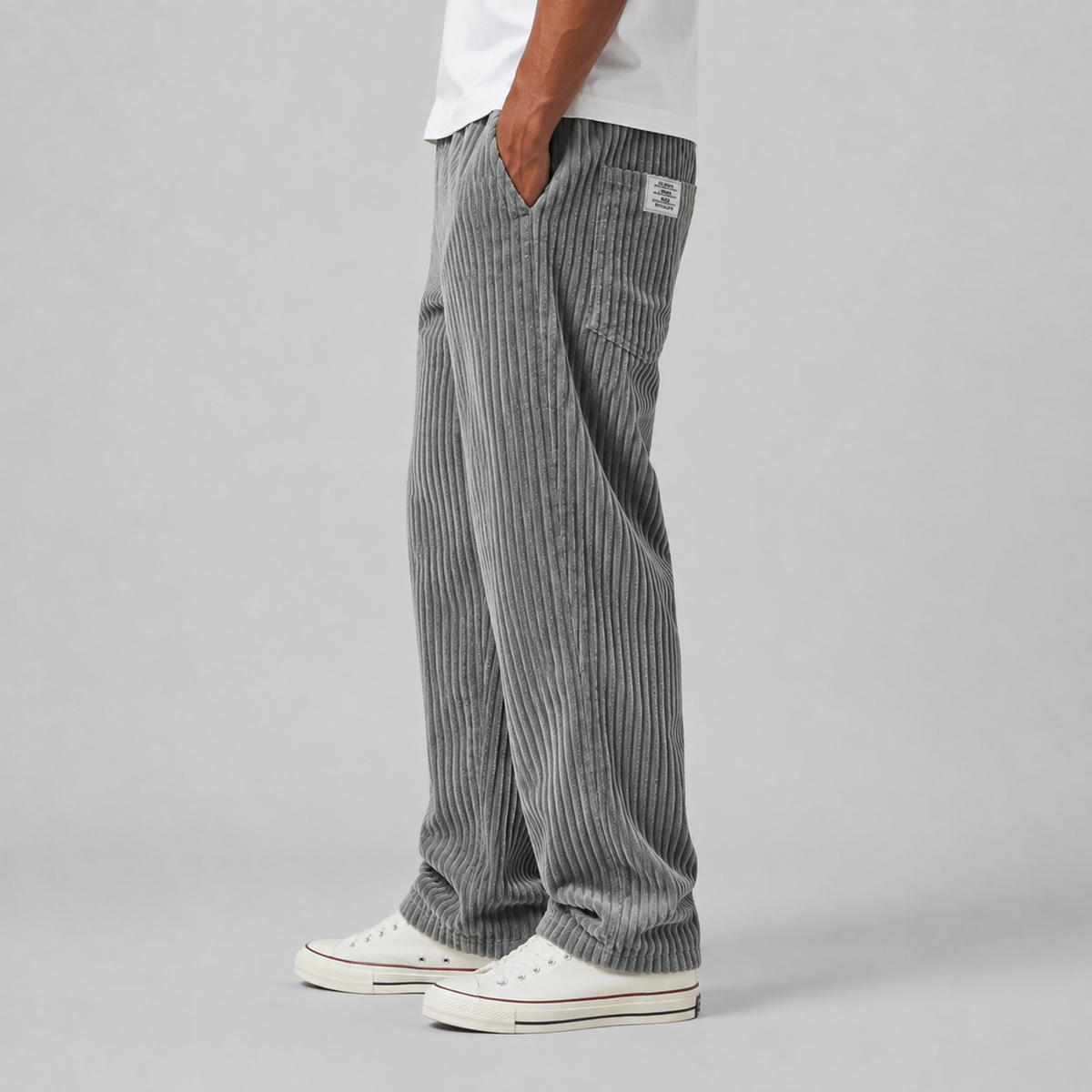 Men's relaxed fit corduroy drawstring trousers