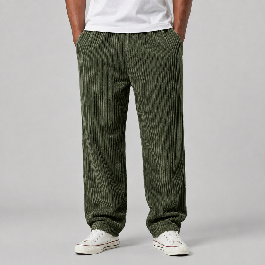 Men's relaxed fit corduroy drawstring trousers