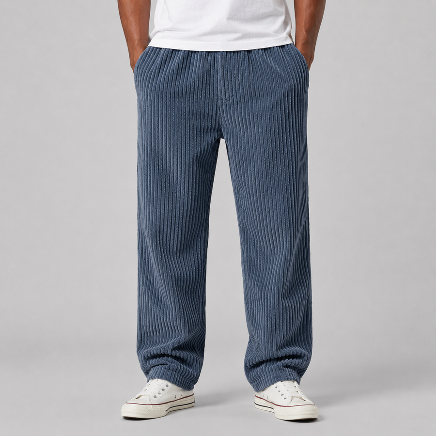 Men's relaxed fit corduroy drawstring trousers