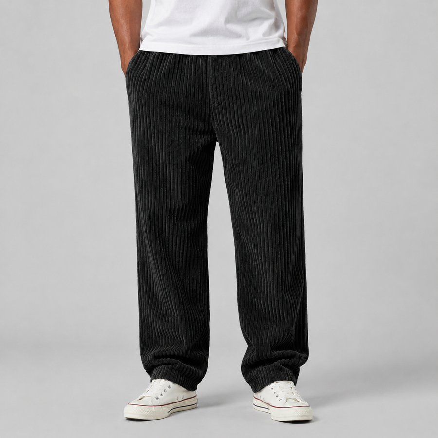 Men's relaxed fit corduroy drawstring trousers