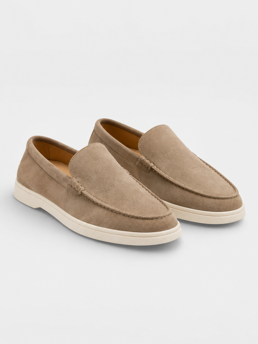 Men's suede slip-on loafers with cushioned insole