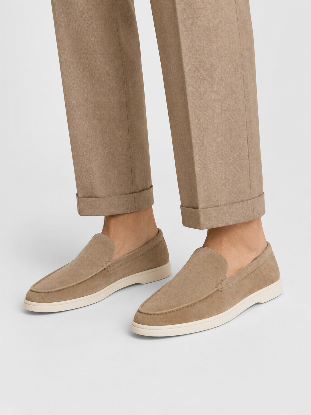 Men's suede slip-on loafers with cushioned insole