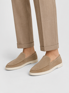 Men's suede slip-on loafers with cushioned insole