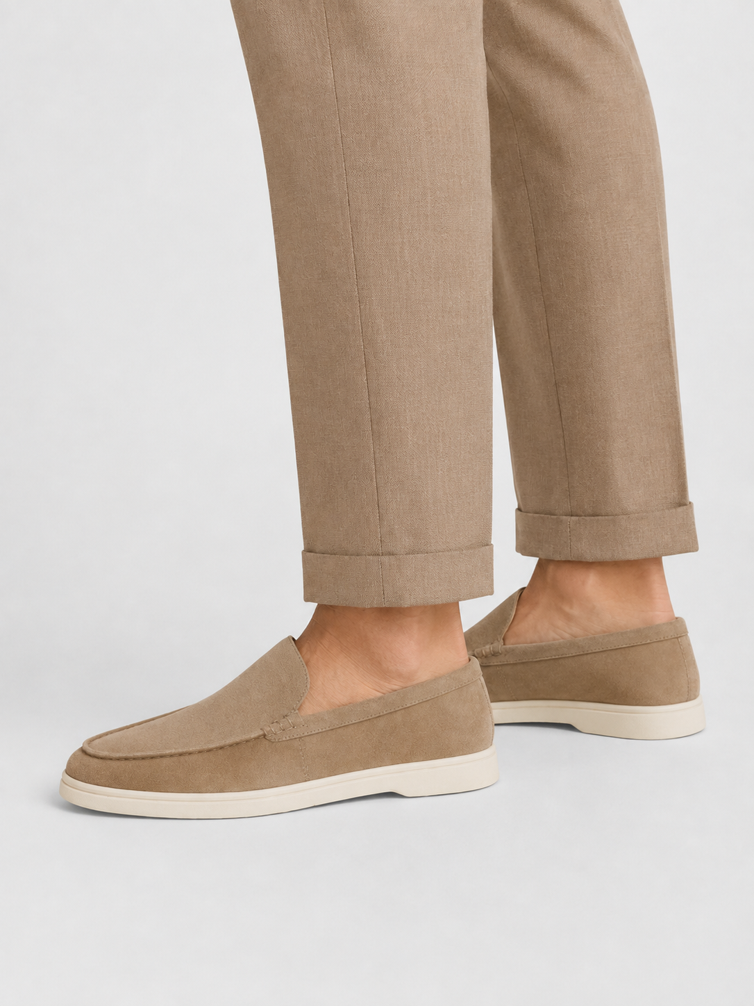 Men's suede slip-on loafers with cushioned insole