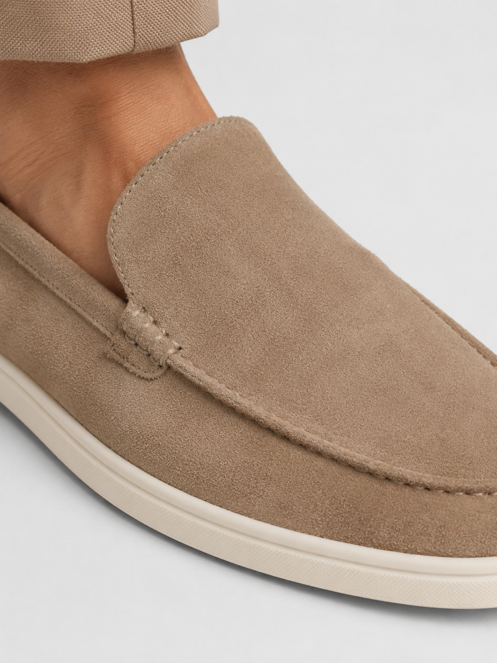 Men's suede slip-on loafers with cushioned insole