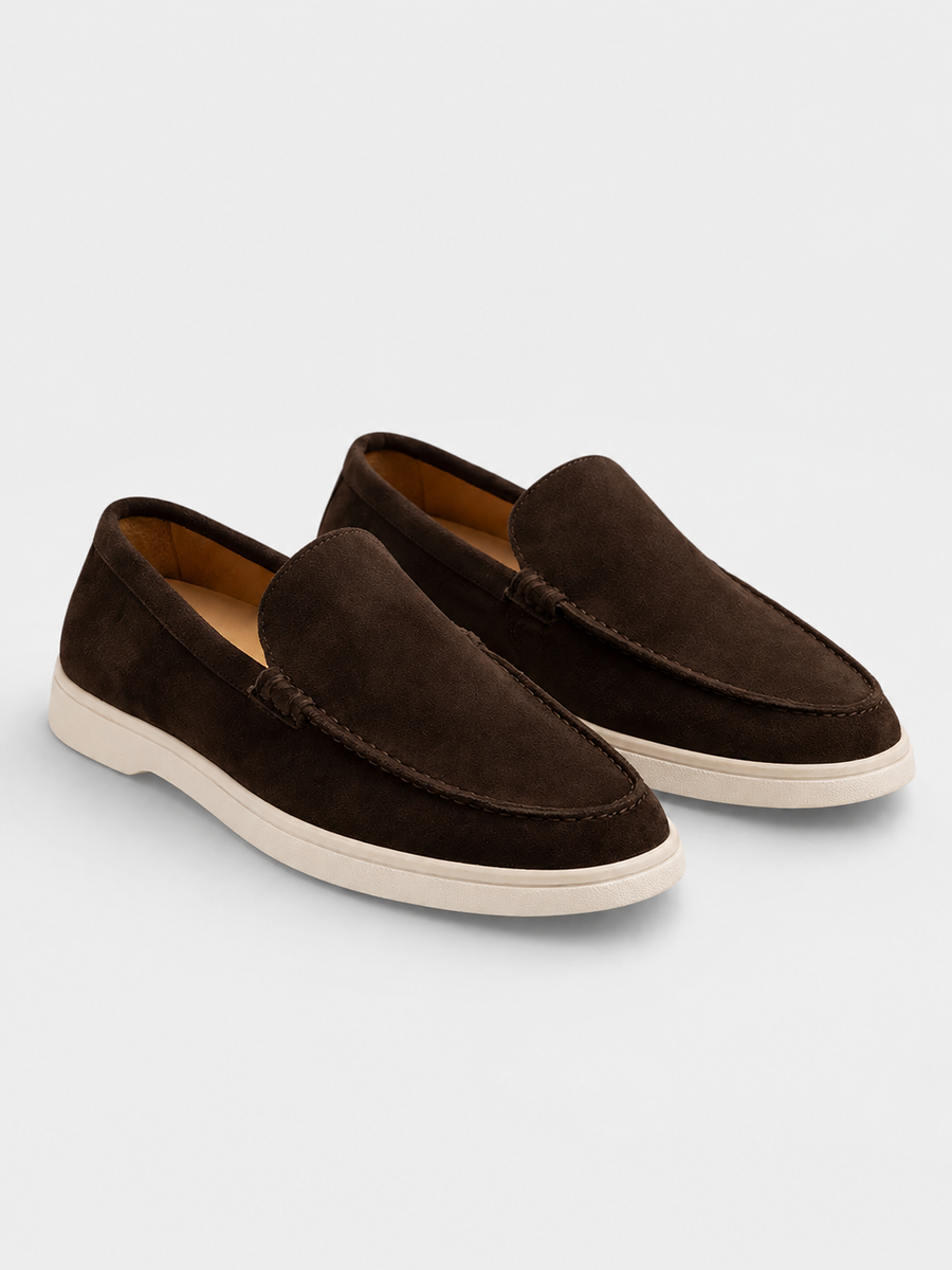 Men's suede slip-on loafers with cushioned insole