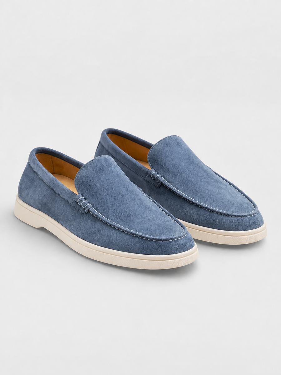 Men's suede slip-on loafers with cushioned insole