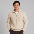 Men's textured knit raglan quarter-zip jumper