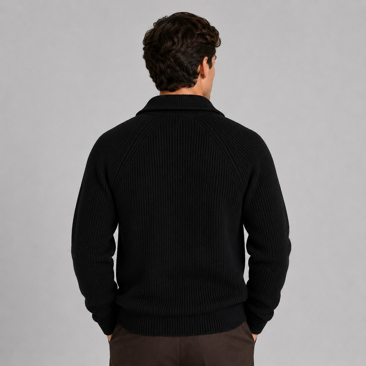 Men's textured knit raglan quarter-zip jumper