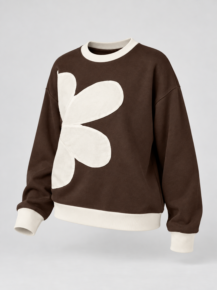 Women's sweatshirt with an oversized floral appliqué