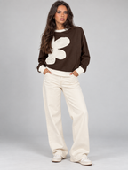 Women's sweatshirt with an oversized floral appliqué