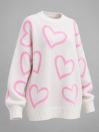 Women's oversized jumper with an all-over heart print