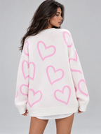 Women's oversized jumper with an all-over heart print