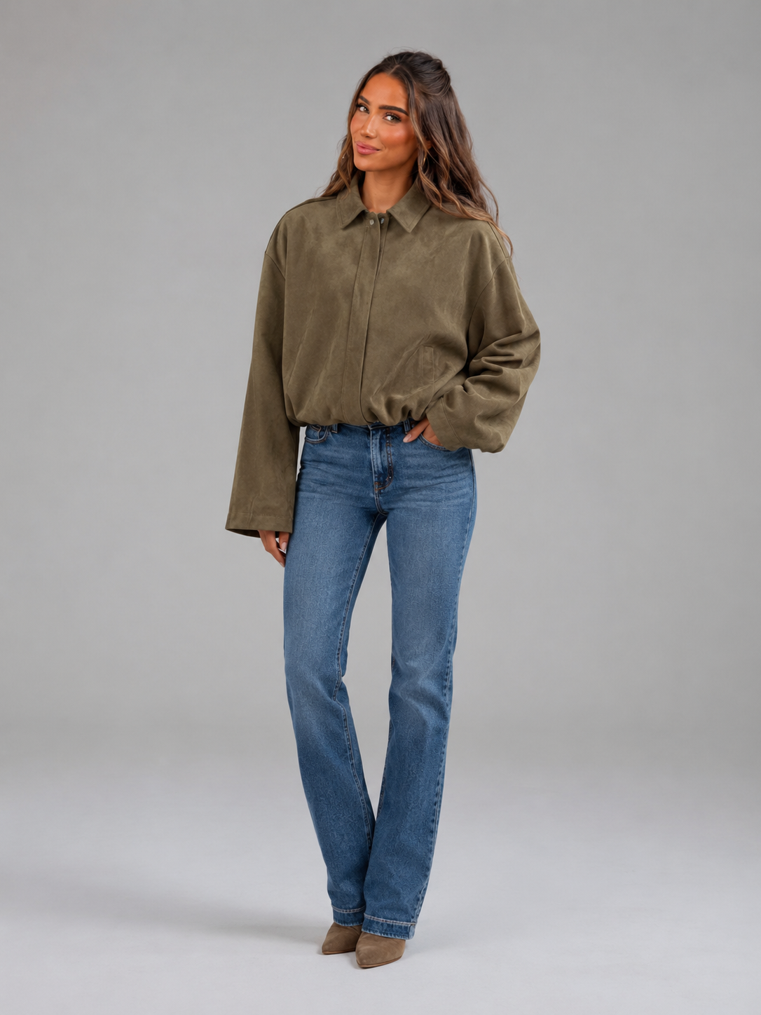Women's faux suede shacket