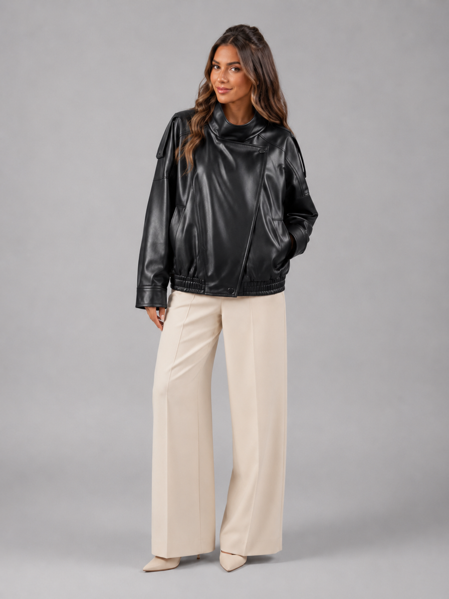 Women's faux leather bomber jacket