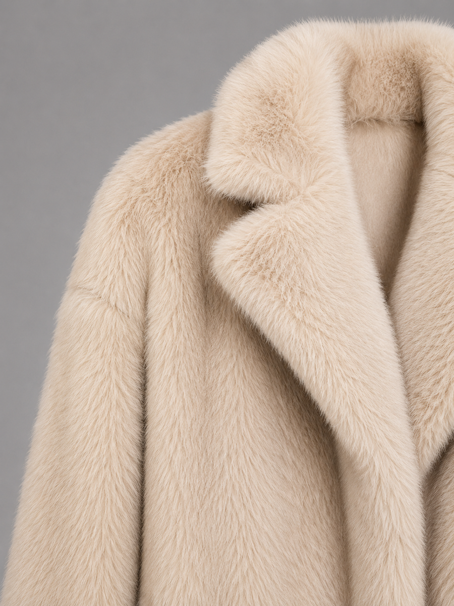 Women's oversized faux fur coat with a soft dense pile