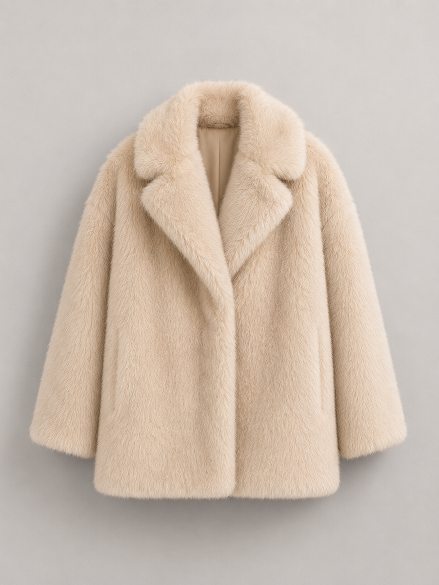 Women's oversized faux fur coat with a soft dense pile