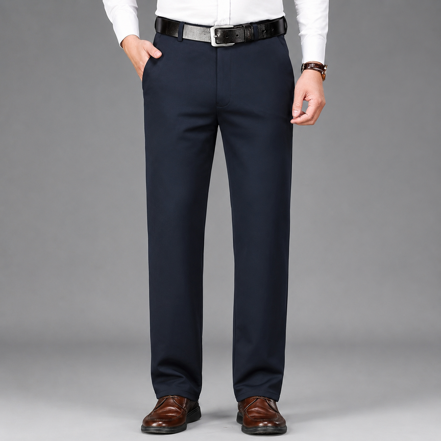 Men's straight-leg flat-front formal trousers