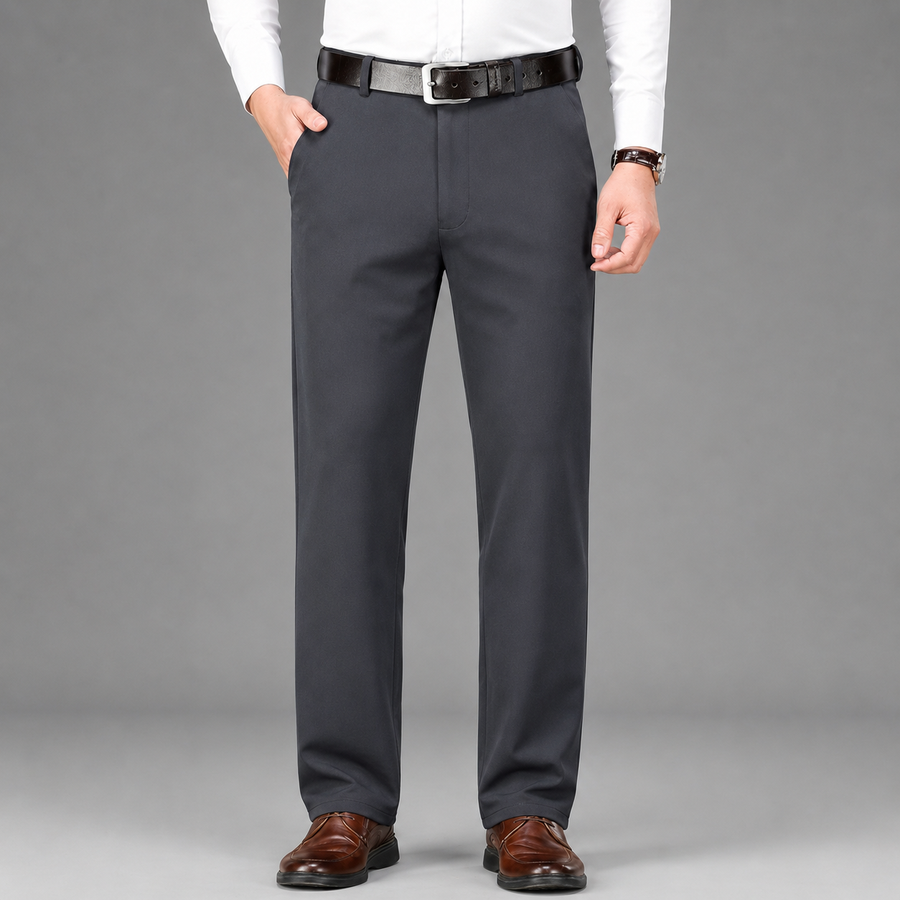 Men's straight-leg flat-front formal trousers