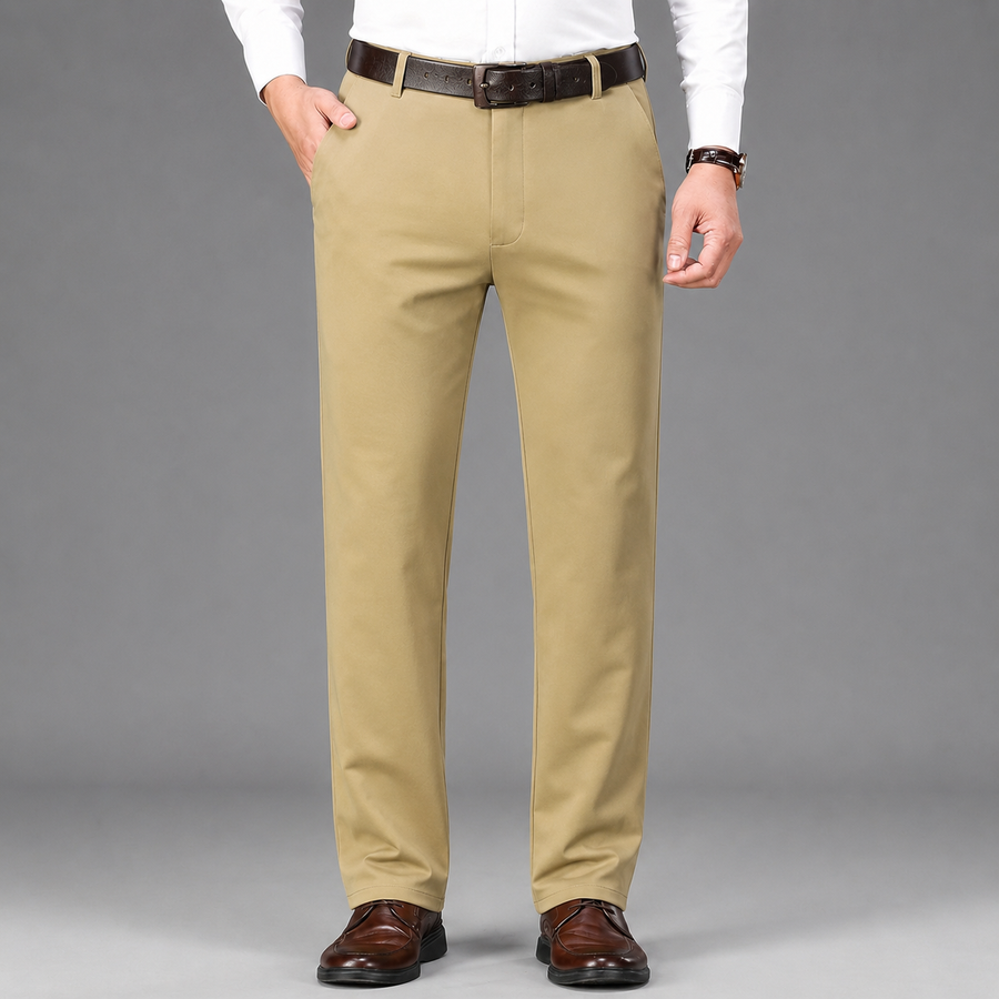 Men's straight-leg flat-front formal trousers